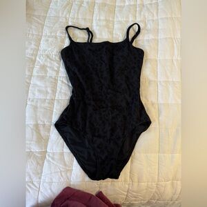 Solid & Striped Black Leopard Print One Piece